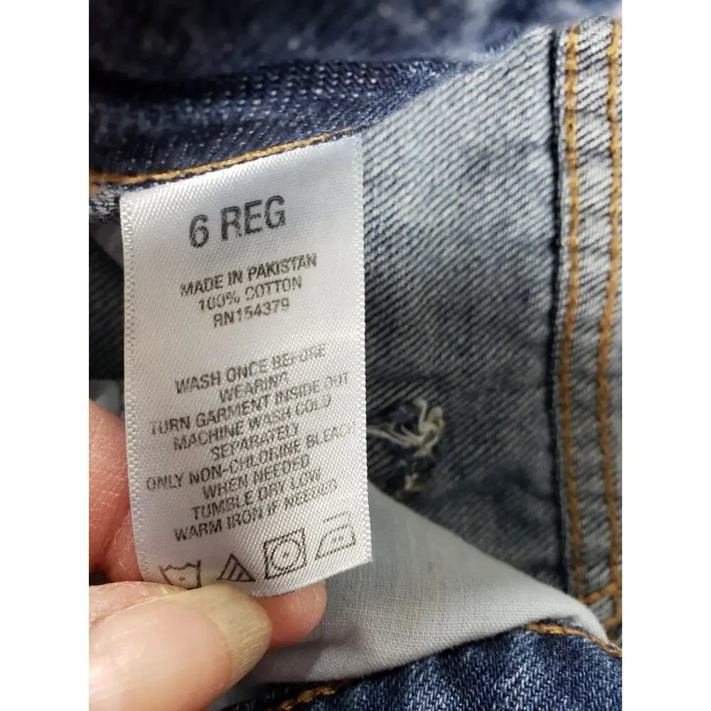 Aeropostale Jeans Size 6 Womens Blue Cotton Pants Fray Hem High Rise Wide Leg - Picture 4 of 13